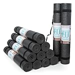 Upward Fit 12-Pack Classic Yoga Mat With Carrying Strap, 68" x 24" Non Slip Exercise Mat, 4mm Thick Gym Mat, Bulk Non Toxic Yoga Mats for Home Workout, Schools, Classroom, and Studios