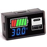 Battery Monitor Meter Capacity Tester, DC 8-30V Battery Monitor Quick Changer USB Port Type C Port 1