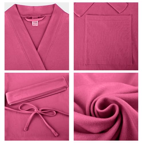 Image of U2SKIIN Womens Robes, 100% Cotton Lightweight Robes 3 /4 Sleeves Kimono Knit Soft Loungewear Short Bathrobe