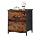 Sweetcrispy Nightstand with 2 Storage Drawers, 20' Height Small Bed Side Furniture End Table, Wooden Top Fabric Cabinet Kids Night Stand Mini Dresser for Bedroom, Closet, Entryway, Dorm