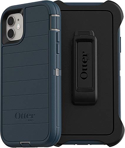 OtterBox Defender Series Rugged Case & Holster for iPhone 11 Only (Not for The Pro Model) - Non Retail Packaging - Gone Fishin Blue (with Microbial Defense)