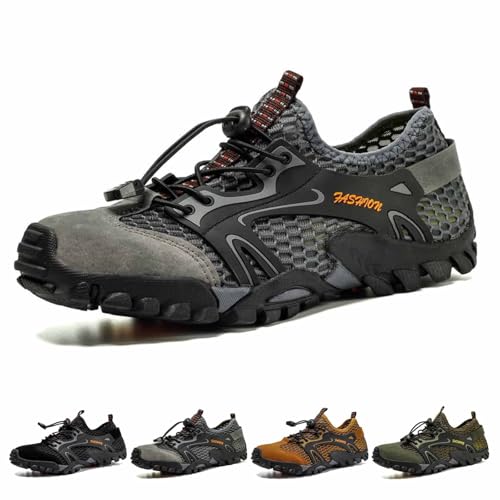 Kangoosport Men's Breathable Mesh No-Slip & Universal Barefoot Shoes, Quick Dry Hiking Water Sandals for Men