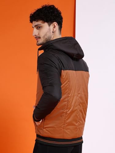 Image of The Indian Garage Co Men Regular Fit Colourblocked Bomber Jackets