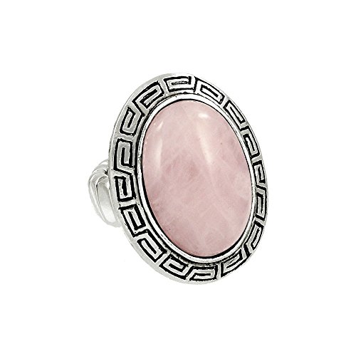 Falari Natural Gemstone One Size Stretch Ring Rose Quartz