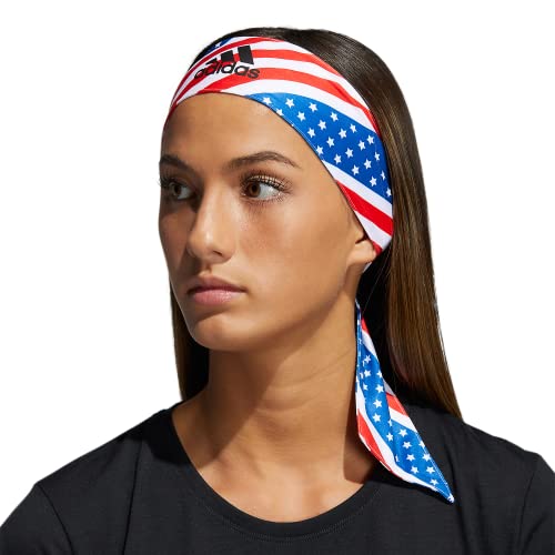 Image of adidas Alphaskin Tie Headband, Americana Flag Aop /Black, One Size