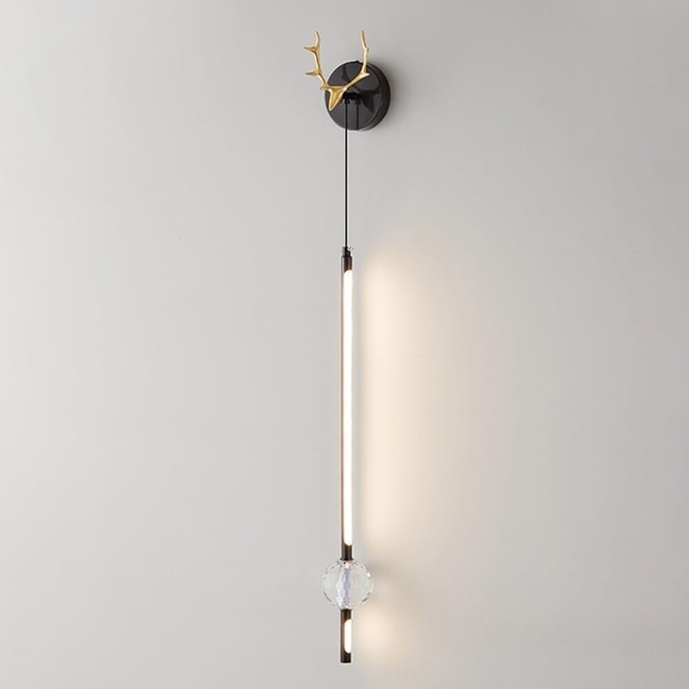Kitchen Faucet Cartoon Horns Copper Long Tube Lamp with Crystal Shade, Lights, Bedside Lamps, Line Wall (Brass)