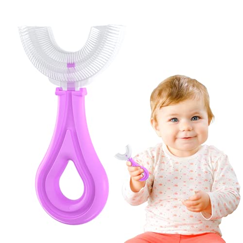 Baby Toothbrush, Infant and Toddler Toothbrush with U-Shaped Brush Head, Baby Toothbrush 12 Months and up, Extra Soft and Healthy Silicone Toothbrush, Baby Training Toothbrush
