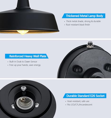 Image of JOESA 24-inch Extra Large gooseneck barn Light, from Dusk to Dawn, Weather-Resistant and Durable, Suitable for a Variety of Scenes. Farmhouse Outdoor Barn Lights, 2-Pack