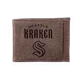 NHL Front Pocket Wallet Gift for Men (Seattle Kraken, Slim/Brown)