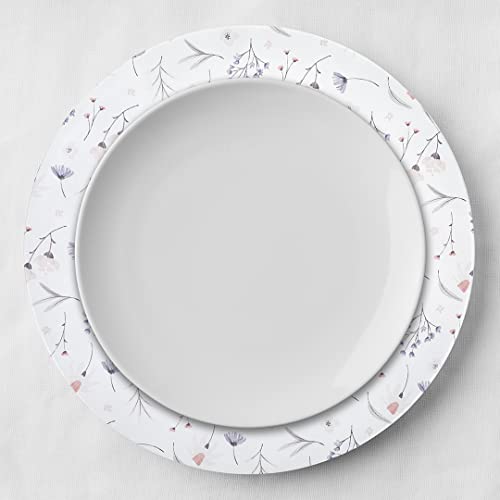 Koyal Wholesale Floral Acrylic Charger Plates Bulk For Weddings Birthdays Quinceaneras Baby Shower Kids Party, Holiday Dinner Table (24, Minimal Watercolor Flowers) #TOP2