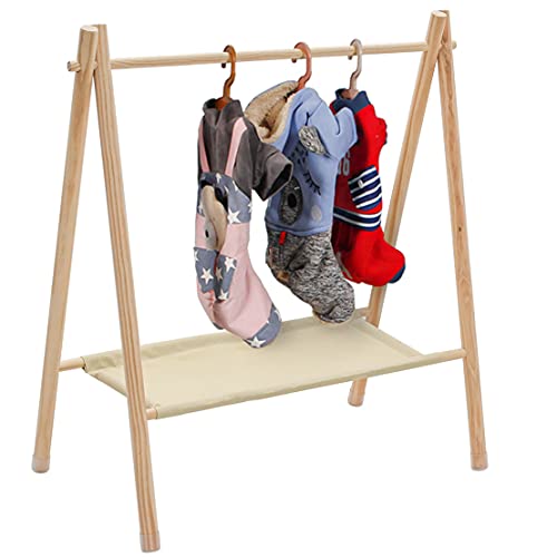 Image of Morimoe Garment Rack for Pets/Dolls/Baby, Hanger Rack, Dress up Storage, Clothes Organizer, Wooden (Beige, Large)