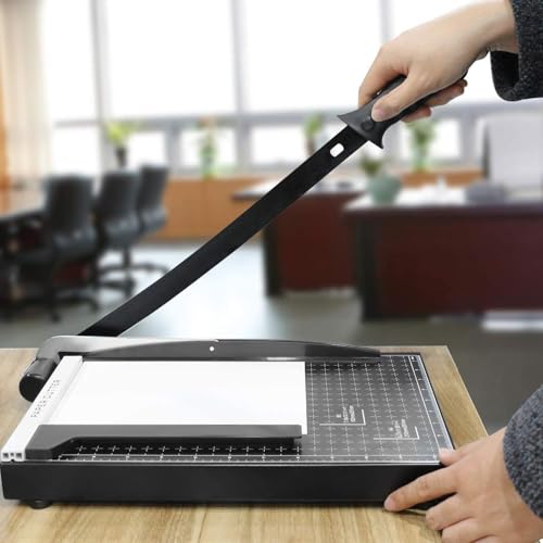 12 Inch Heavy Duty Paper Cutter,Metal Base Guillotine Paper Cutter for A4 Craft and Photo,Dual Paper Guide Bars Trimmer Slicer,12-Sheet Capacity Professional Paper Cutter Slider fo image 1