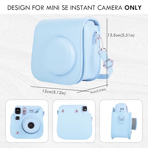 Funda para cámara Fuji Mini SE/7 Plus cuero PU azul miniatura 2