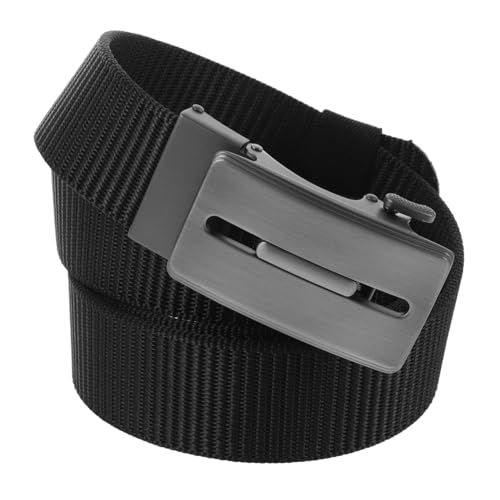 Homoyoyo Men's Adjustable Nylon Ratchet Belt Dual-Sided Web Belt with Automatic Buckle for Casual Wear No Holes Design Black