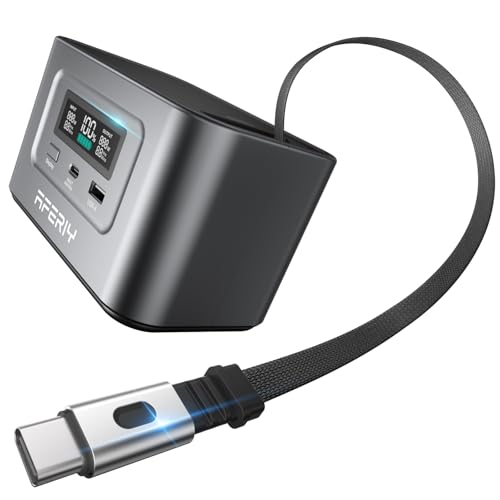 AFERIY Nano100 Generatore Elettrico Portatile Da 100W Caricatore Da 99,2Wh, Con Cavo PD100W Retrattile, Ricarica Solare Con 100W Max, Batteria, Stazione Di Energia Per Il Campeggio