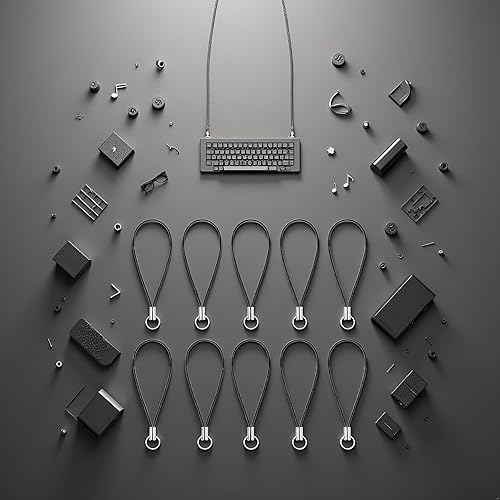 Tiosen 10Pcs Silver BlackTone Cell Phone Lanyard Charm with Split Ring Strap for Mobile Phone, MP3, MP4, USB Drive, Keyring