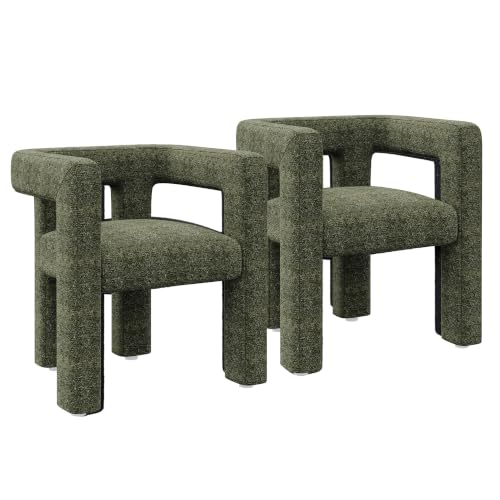 Image of BELLEZE Set of 2 Lisbon Upholstered Dining Chair - Green