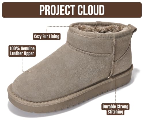 Image of 100% Genuine Leather Womens Boots Fur-Lined Booties Ankle Boots for Women