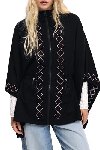 Poncho Desigual Embroidery Aldama negro adios al frio con estilo U