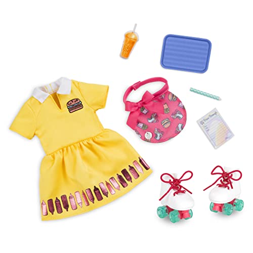 Glitter Girls Dolls by Battat â€“ Play Food Drive-Thru Outfit â€“ an Order of Friendship â€“ Roller Skates and Dress â€“ 14-inch Doll Clothes and Accessories for Kids Ages 3 and Up