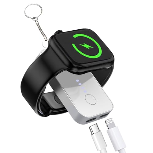 MoSpace アップルウォッチ 充電器 【2024NEW設計 】 2 in 1 Apple Watch 充電器 モバイルバッテリー 1200mAh USB-CとLightningデュアル充電ポート搭載 アップルウォッチ用 ワイヤレス充電 Apple Wa