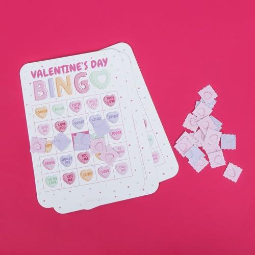 Big Dot of Happiness Valentine Hearts Bingo Game, Candy Hearts Picture Cards with Markers, Interactive Party Entertainment Set, Family-Friendly Valentine's Day Party Activity Game - Set of 18 by Big Dot of Happiness - Image 2