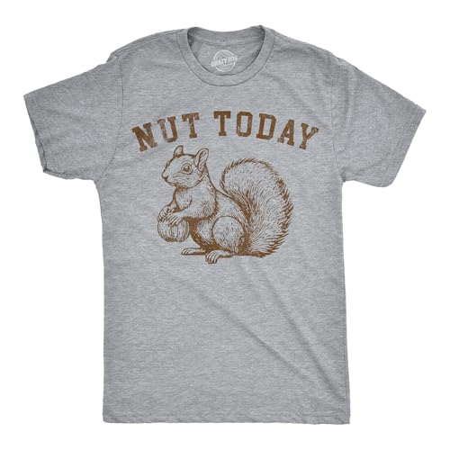Funny Squirrel Shirt for Men – Nut Today Vintage Graphic Tee – Sarcastic Animal Humor Design in Gray Cotton – Novelty T-Shirt for Guys Animal Lovers and Pun Fans - Light Heather Grey - Nut Today XL