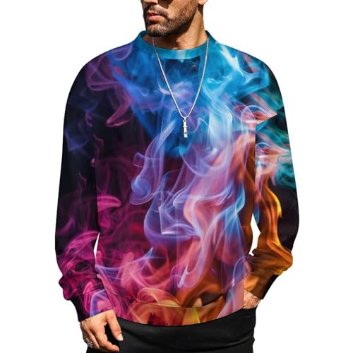 MoBlinko Mens Crewneck Sweater Pink Pumpkin Mens Sweater Sweaters for Men Long Sleeve Lightweight Pullover