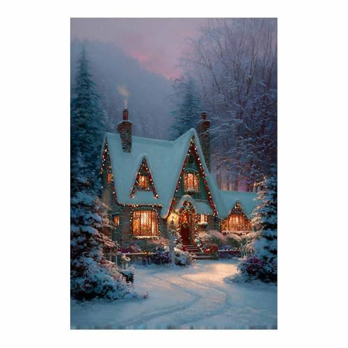 Affiche ferme de Noël grand format 80x120cm poster violet pour déco de salon