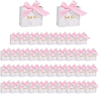 40Pcs Thank You Gift Bag Party Favor Bag, Small Gift Bag with Pink Ribbon,Perfect for Wedding Party, Birthday Party, Anniversary Party, Baby Shower Party, Birthday Party.