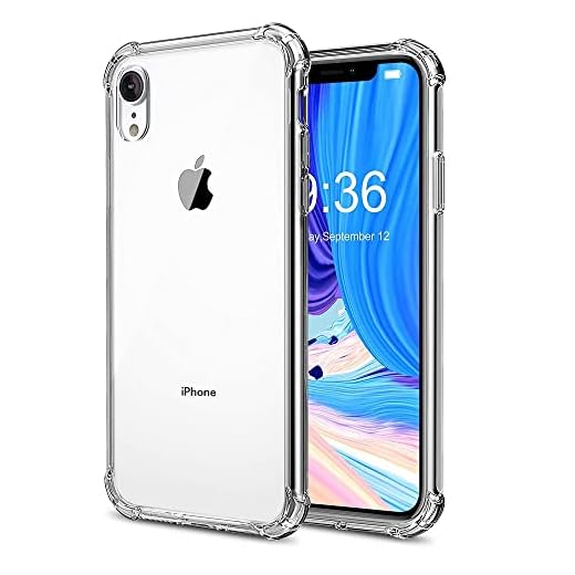 REY - Funda Anti-Shock Gel Transparente para iPhone XR, Ultra Fina 0,33mm, Esquinas Reforzadas, Silicona TPU de Alta Resistencia y Flexibilidad