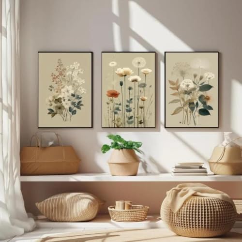 Arte de pared con estampado floral que aporta luz y un aire retro a tu dormitorio