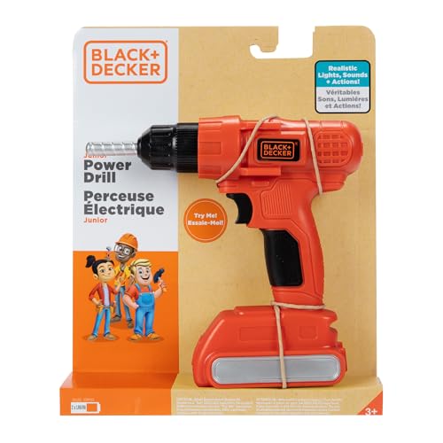 Black+Decker Jr. Electronic Power Drill Boys Kids Pretend Play Tool with Realistic Sound & Action!