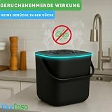 YourCasa Kuchenny kosz na odpady żywnościowe - mały kosz na kompost blat kuchenny z pokrywką kosz na śmieci - 4 l - nadaje się do mycia w zmywarce - odporny na zapachy - sitko wewnętrzne