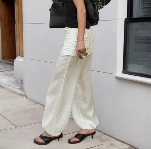 OCUH Bloomers Harem Pants Boho Sheer Lace Hem Balloon Pants Ruffle Pantaloons Bubble Puffy Cropped Flared Slips Trousers4