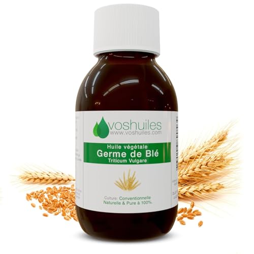 VOSHUILES - Huile Végétale de Germe de Blé - Riche en Vitamine E et Oméga 6 - Nutrition Intense et Protection de la Peau - 100% Pure et Naturelle - 100ml