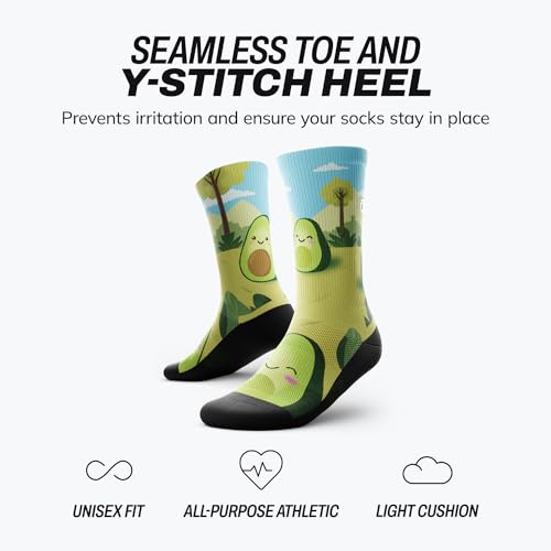 Image of Outway Novelty Crew Socks for Men & Women, Breathable, Moisture-Wicking Athletic Calf Sock with Arch Support