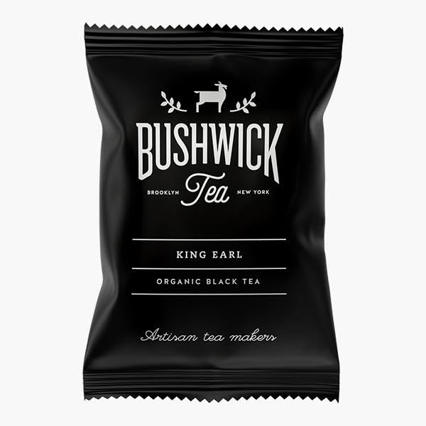 (100 Sachets) Bushwick Tea | King Earl Grey Tea | Organic Full Leaf Black Tea Blend from Assam with Cold Pressed Bergamot Oil from Calabria, Italy | No Added Sugar | Non-GMO (100 Sachets)