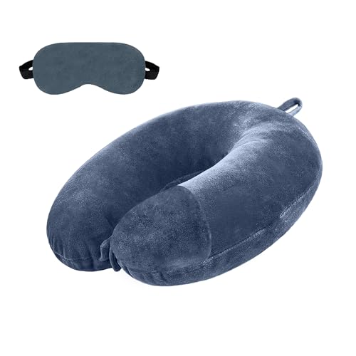 Image of U-Shaped Neck Pillow Soft Fiber Filled Travel Cushion with Snap Button, Comfortable Fabric, Neck Support for Flight, Bus, Car, Neck Pillow for Pain Relief (Grey Combo)