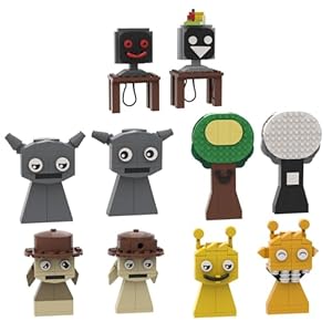 Sprunki Music Game Figures Building Blocks, 10 in 1 Funny Gray Tan Yellow Simon Mr.Tree and Fun Computer Action Figures Building Toy, Ideal for Game Fans Boys Girls Adults