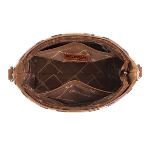 Image of Wrangler Aztec Crossbody Bags for Women Southwestern Print Canvas Shoulder Purse with Distressed Look and Adjustable Strap