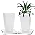 Elevens Set of 2 Tall Outdoor Planters 28 Inch, Large Planters for Indoor Outdoor Plants, Tapered Square Flower Pots with Tray for Patio,Black