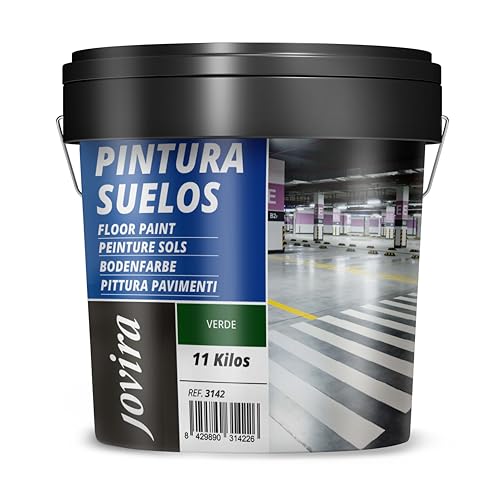 JOVIRA PINTURAS Pintura Suelos, Garajes y Pavimentos Deportivos -11 KG- en general, acabado Mate. Protege y decora las superficies de hormigón, cemento y asfalto. (11 Kg, Verde) A-16D