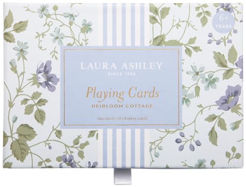 Laura Ashley Heirloom Cottage Playing Cards Set of 2 Standard Card Decks in Elegant Storage Box Vintage-Inspired Floral Poker & Bridge Cards Gift for Women & Card Enthusiasts