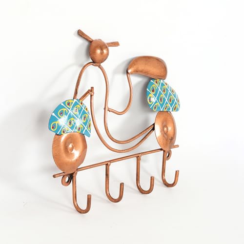Image of Habere India-All the Cultures Fabricating India Keychain Stand | Keys Organizer | Key Hanger for Wall | Keychain Holder | Modern Key Holder for Wall (Blue - 23x3x17 cm)