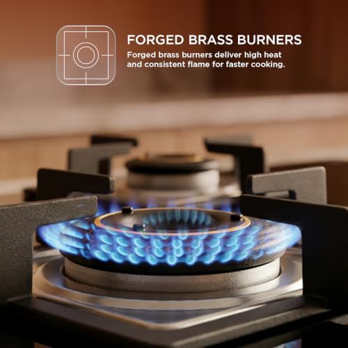 Image of Glen 4 Burner Ultra Slim Premium LPG Gas Stove | 8 MM Thick Toughened Glass Top | 1 Jumbo Forged Brass Burner | Auto Ignition | 2 Years Standard And 5 Years Glass Warranty | 1045USTNAI