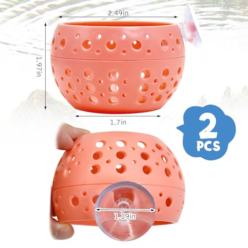 Image of Fhiny 2 PCS Betta Hide, Orange Beta Fish Tank Decor, Suction Cup Shrimp Tunnel, Betta Resting Spot, Aquarium Hammock Hideout Cave for Guppy Resting