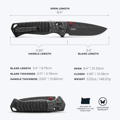 Benchmade - PSK Folding Knife with Carbon Fiber & Black G10 Handle (593BK-01) - Image 5