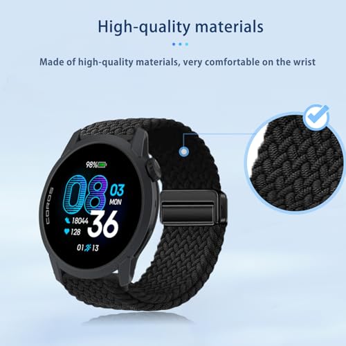 Correa para reloj Coros PACE 4, nylon trenzado negra miniatura 3