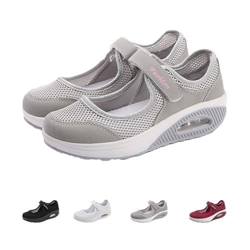 BlackeEight Women's Comfy Working Nurse Shoes,Lightweight Breathe Mesh Non-Slip Orthotic Air Cushion Adjustable Standing Wedges